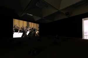 Art Gallery of New South Wales, Samson Young, 'Muted Situations #22: Muted Tchaikovsky's 5th' (2018). Video with 12-channel sound installation, instructions. 45 mins. Installation view: 21st Biennale of Sydney, Art Gallery of New South Wales, Sydney (16 March–11 June 2018). Courtesy the artist; Edouard Malingue Gallery, Hong Kong; Galerie Gisela Capitain, Cologne; and Team Gallery, New York. Photo: Document Photography.